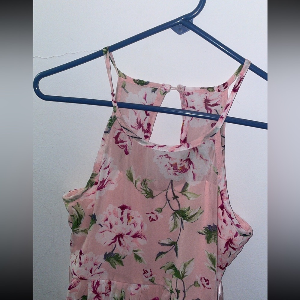 Pink rose dress girls size 10-12 (L)